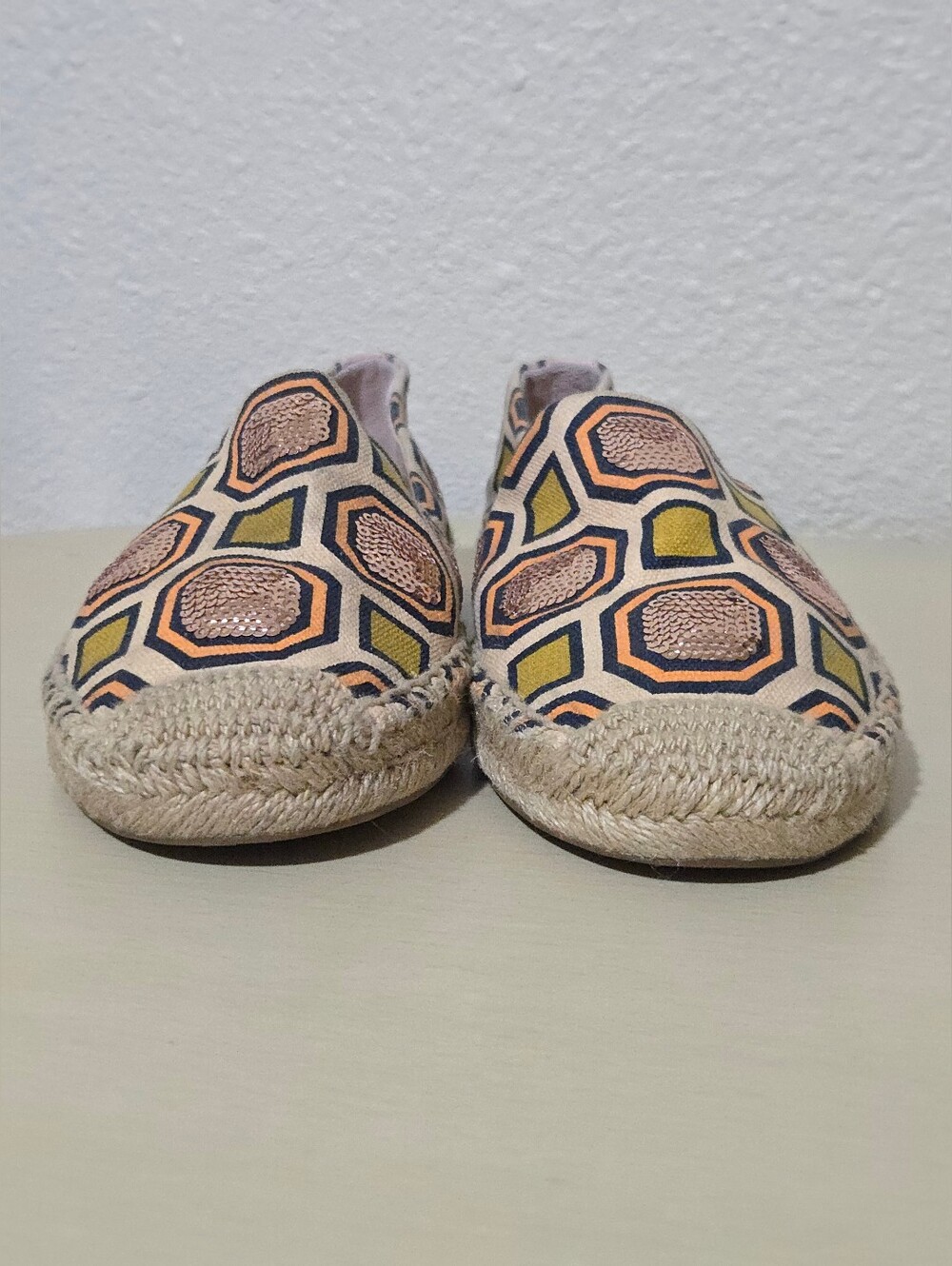Tory Burch Cecily Sequin Embellished Espadrille - Geometric Pattern- Size 7 - Picture 2 of 8